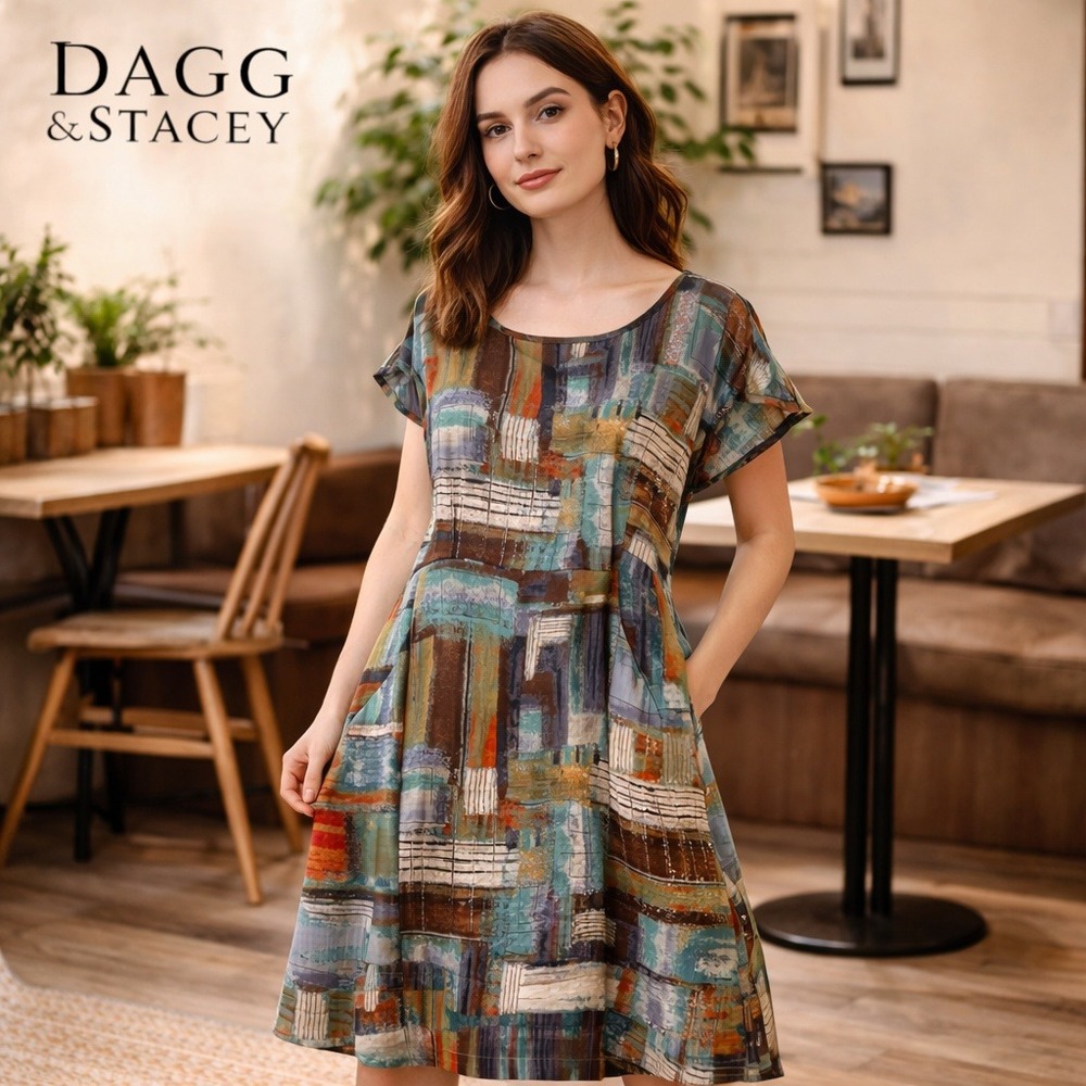 Dagg and Stacey Artsy Mod Dress Size 8 Slow Fashion Earthy Boho Indie